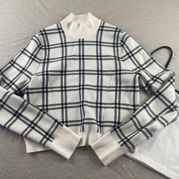 Bundle 2 Abercombie & Fitch A&F Tank Top & Sweater Checkered Black & White S - Picture 2 of 11